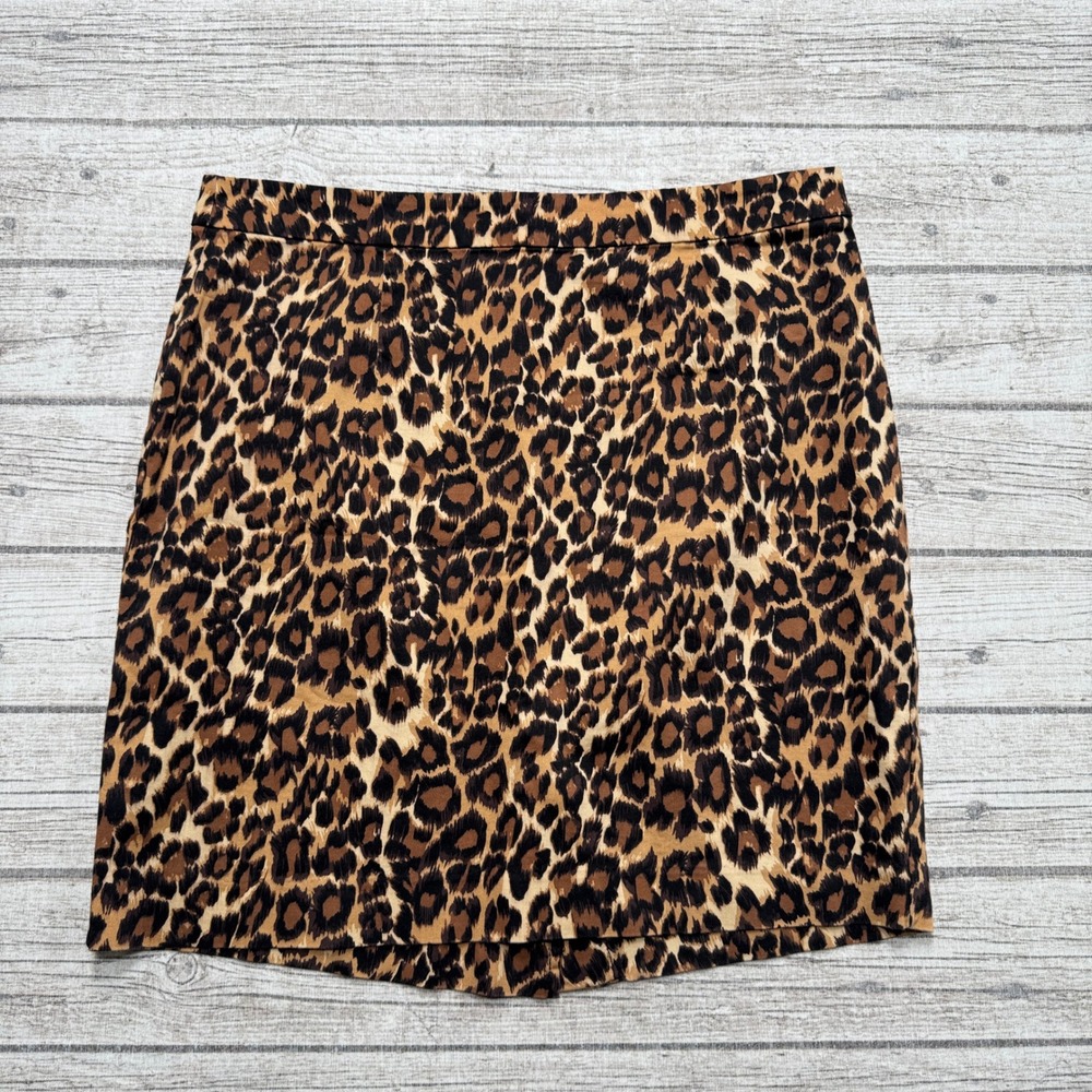 Gap Mini Skirt Women's 12 Brown Leopard Print A-Line Safari Classic Casual Trend